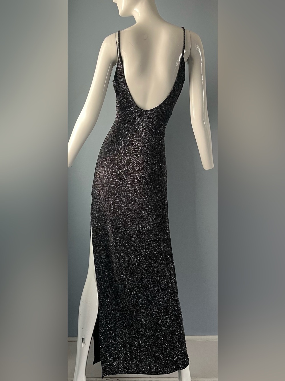Y2K Vintage Jump Apparel By Wendye Chaitin Black Metallic Shimmer Dress Size M